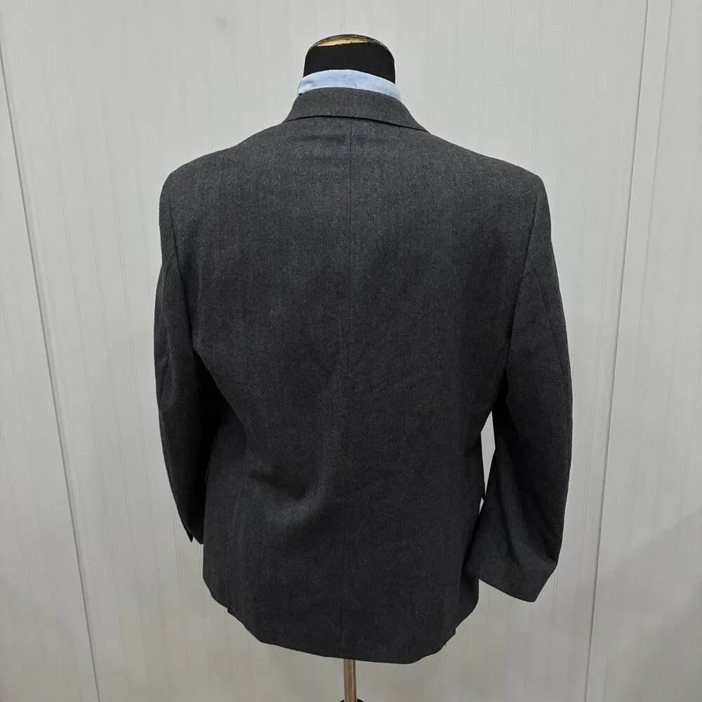 Lauren Ralph Lauren 46R Dark Gray Herringbone Slim Fit 2-Button Sports Coat